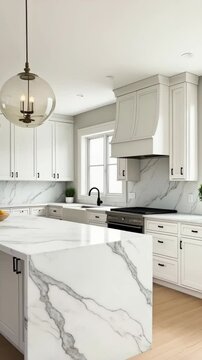 A modern kitchen with a sleek and elegant design, emphasizing its modern and luxurious appeal