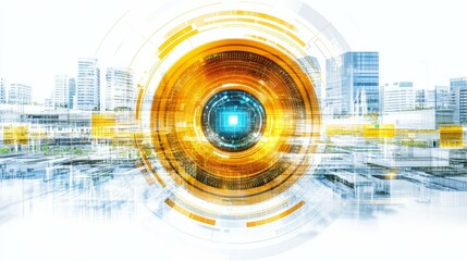 Obraz premium Futuristic City Technological Eye View