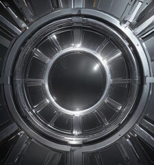 Obraz premium Futuristic metallic background with pulsing silver energy emanating from the center, silver, luminous, powerful., energy