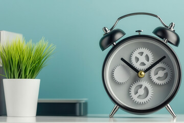clock with visible gears symbolizes effort and time management
