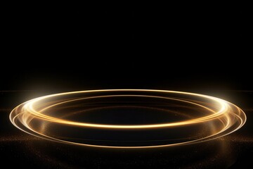 Illuminated golden ring effect studio digital art dark background close-up visual concept