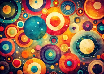 Fototapeta premium Vintage Abstract Colorful Circle Shapes: Retro Geometric Design Background
