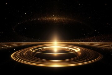 Obraz premium Cosmic light circles outer space digital art dark environment abstract view universe concept