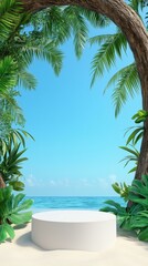 Fototapeta premium Tropical Beach Scene Product Display