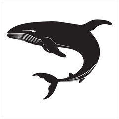 Elegant Black Whale Silhouette against a Light Background
