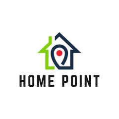 House point logo design vector template. Pin icon with home combination. .