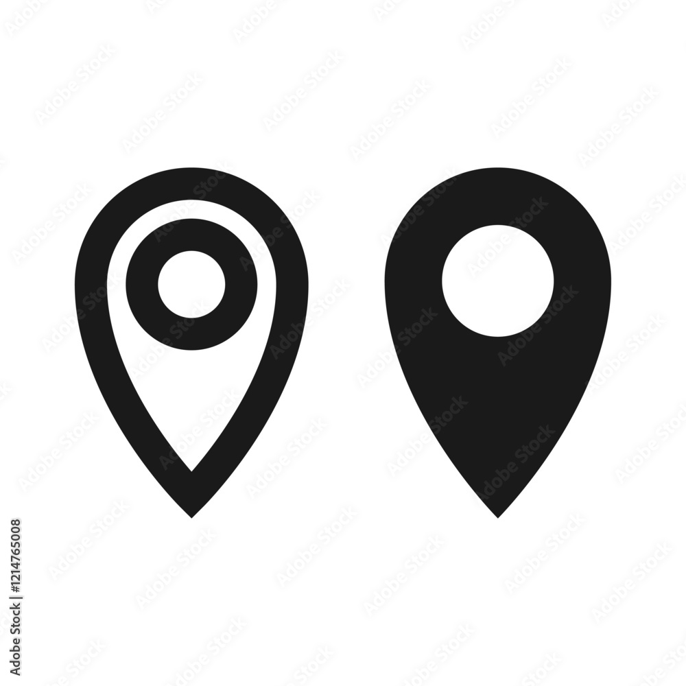 Poster pin location icon. point location symbol in line and flat icon..