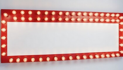 Obraz premium red marque arrow sign with blank space and light bulbs,concepts, cut out, direction, guidance, horizontal, ideas, leadership, photography, color image, copy space, studio shot,35