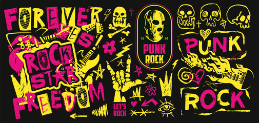 Bold punk rock graphic art featuring bold designs