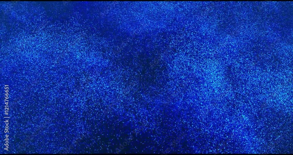 Poster shimmering particles flowing smoothly, creating a mesmerizing and continuous sparkling blue backgrou