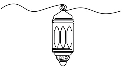 Ramadan lantern continuous one line drawing vector illustration