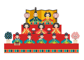 Fototapeta premium ひな人形3段 ベクターイラスト