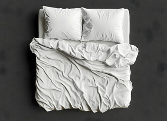 Overhead Shot of a Made Bed with White Linen, Simple and Clean Aesthetic