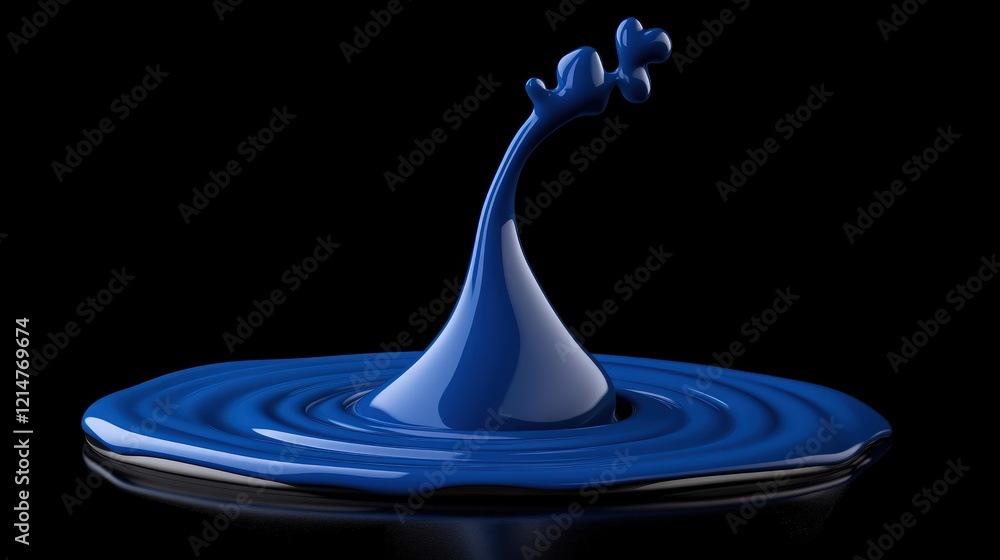 Aufkleber cobalt blue drop: a mesmerizing cobalt blue liquid drop creates a captivating crown-like splash, the