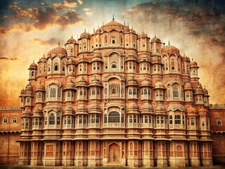 Fototapeta premium Vintage Hawa Mahal Jaipur, Rajasthan, India - Palace Architecture Photography