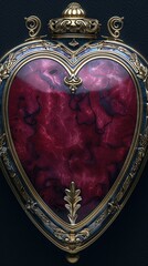 Intricate Crimson Heart Locket with Gold Accents