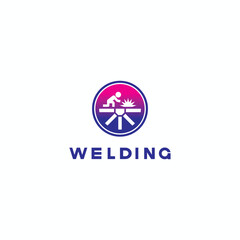 
illustration consisting of an image of a welder in the form of a symbol or logo
