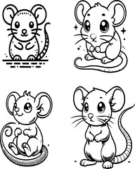 rat, mouse, mouse set, mouse silhouette set, 