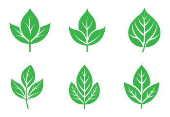 Green leaf icon set in flat style. Leaf Icon, green leaf ecology nature element. vector illustration