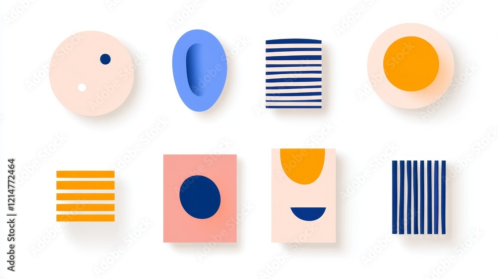 Aufkleber abstract arrangement of colorful geometric shapes showcasing modern design elements in various style