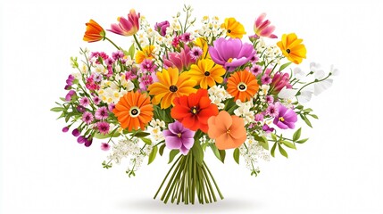 Obraz premium Vibrant Flower Bouquet Art Illustration with Wide Angle View