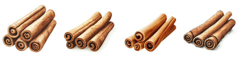 Detailed Vector Illustration of Cinnamon Sticks in a Stitched Style with Die Cut Design for Creative Projects