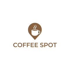 Pin location and coffee logo design illustration