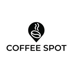Pin location and coffee logo design illustration