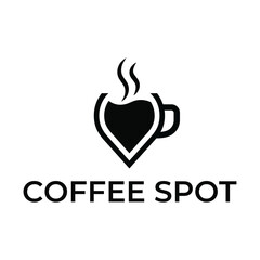 Pin location and coffee logo design illustration