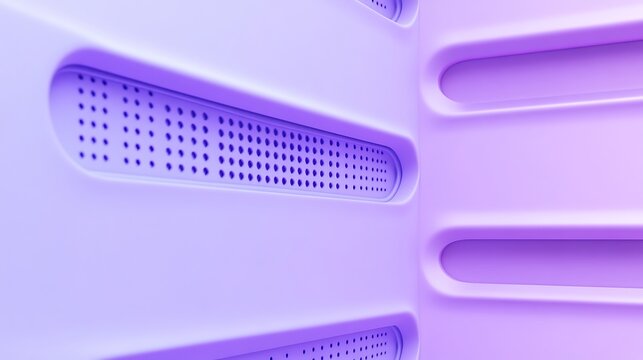 Brightly lit minimalist vents placed in an organized layout on a pastel purple background