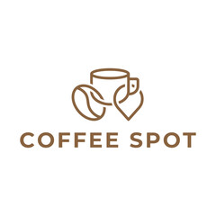 Pin location and coffee logo design illustration