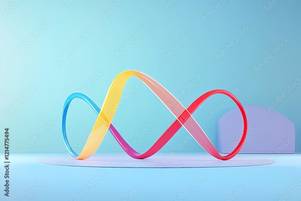 Poster colorful twisting shapes create an engaging display in a bright studio environment