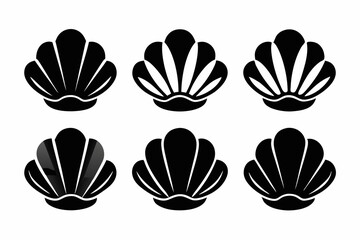 Clamshell Silhouette Vector Icon On White Background.