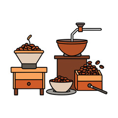 coffee grinder and coffee beans