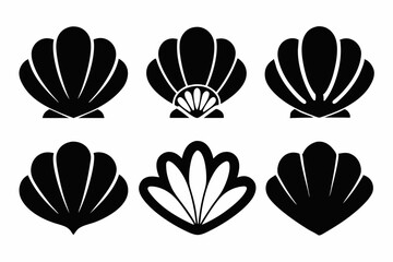 Clamshell Silhouette Vector Icon On White Background.