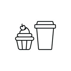 Drink and cupcake set food icon with a minimalist and elegant look, perfect for food delivery apps, cafe illustrations, and sweet treat packaging