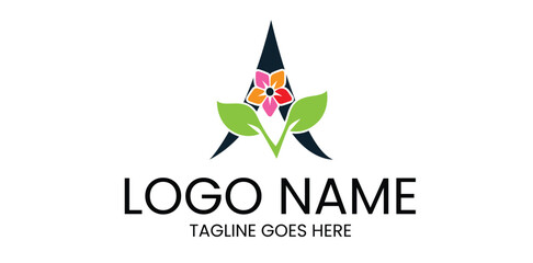  A Letter Logo Design With Flower