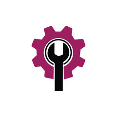 Editable Icon of Wrench and Cogwheel, Setup or Settings Icon, Vector illustration isolated on white background. using for Presentation