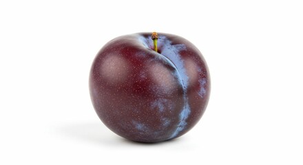 Fresh Ripe Red Plum Fruit Studio Shot Isolated White Background