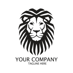Black and white Lion head logo design template