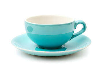 Obraz premium A Teal Teacup and Saucer on a White Background