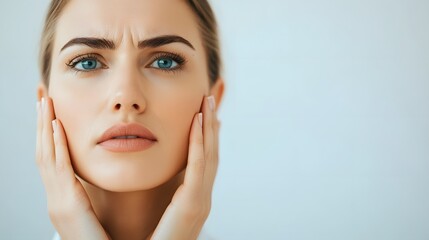 Fototapeta premium Concerned Woman Seeking Dermatological Consultation for Nerve Pain Relief