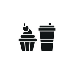 Drink and cupcake set food icon with a minimalist and elegant look, perfect for food delivery apps, cafe illustrations, and sweet treat packaging