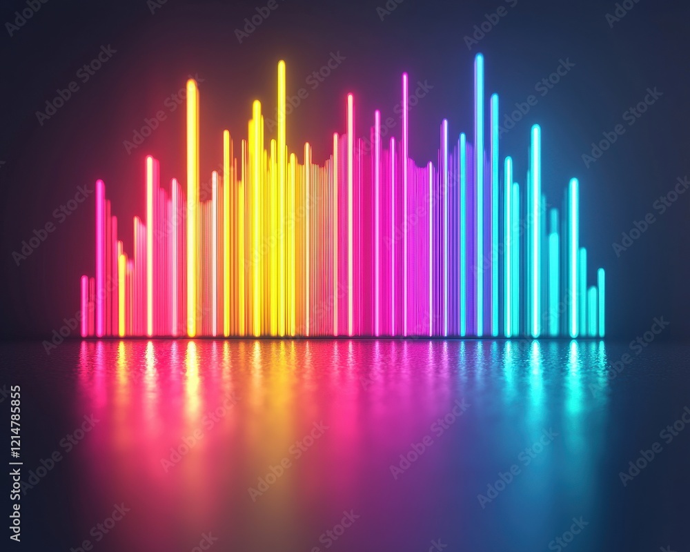 Poster a glowing sound spectrum icon symbolizing dynamic audio performance.