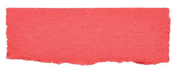 Isolated cut out torn piece of blank red paper note cardboard with texture and copy space for text, transparent png background design element