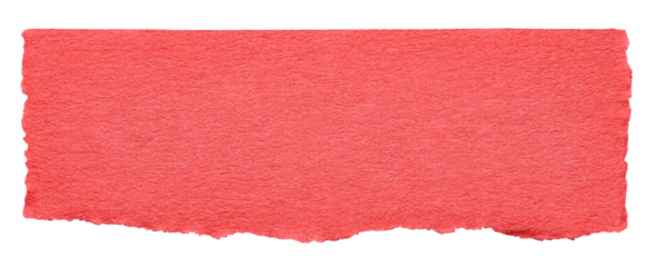 Isolated cut out torn piece of blank red paper note cardboard with texture and copy space for text, transparent png background design element