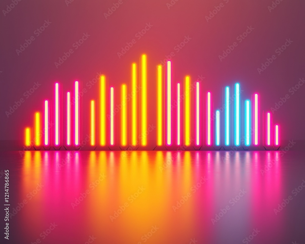 Poster a glowing sound spectrum icon symbolizing dynamic audio performance.