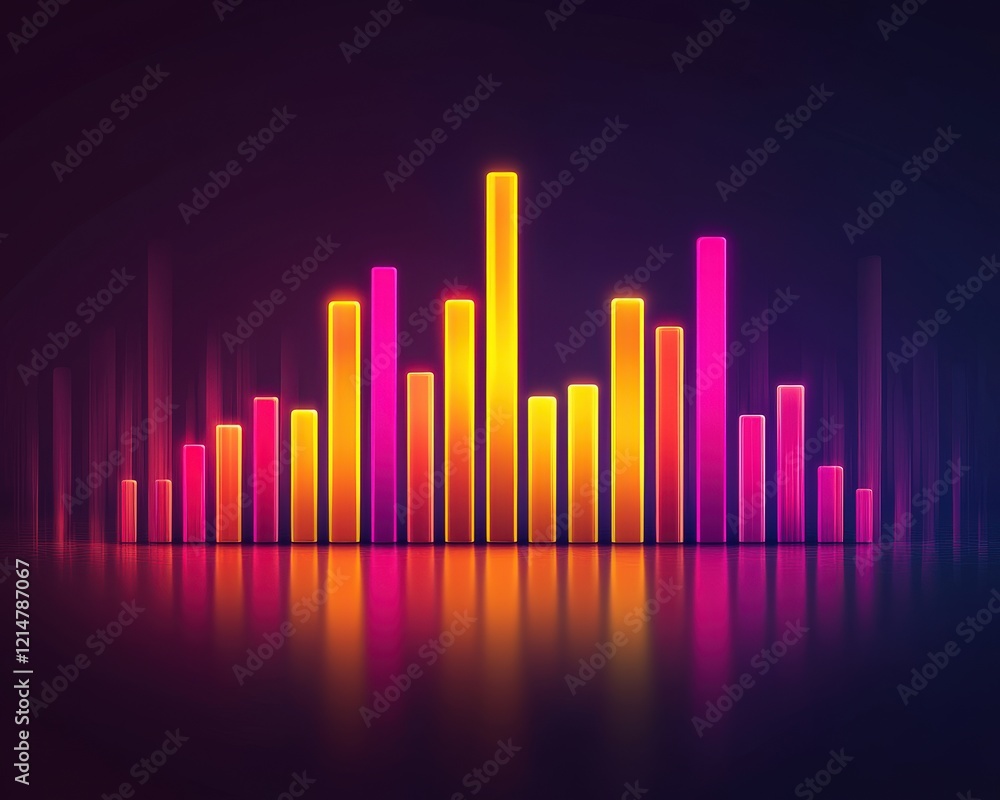 Poster a glowing sound spectrum icon symbolizing dynamic audio performance.