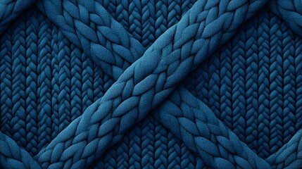 Intricate Crossed Rope Texture in Vibrant Blue Hue - Abstract 3D