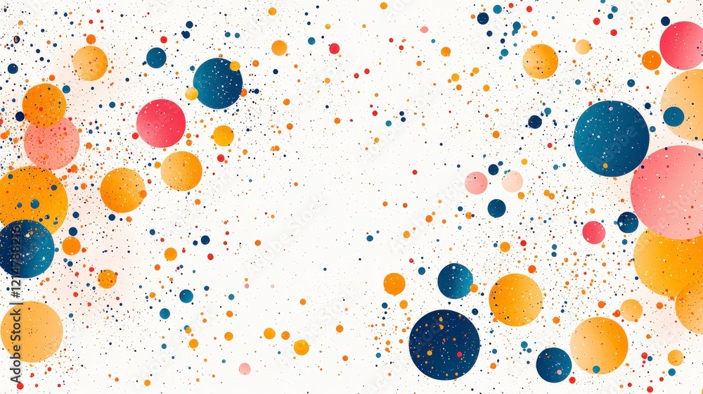 Poster this vibrant abstract art features colorful circles against a white backdrop, creating a lively and 